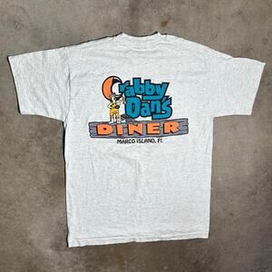 Vintage 90s Single Stitch Crabby Dans Diner Biker Tee Mens Large White Shirt